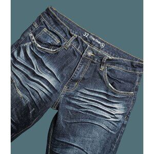 Crysp Denim Whiskering Stretchy Lightly Distressed Streetwear Jeans Men Size 32